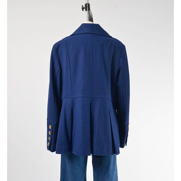 Michael Kors Navy Blue Wool Military Style Peacoat with Gold Buttons XL - Picture 5 of 8